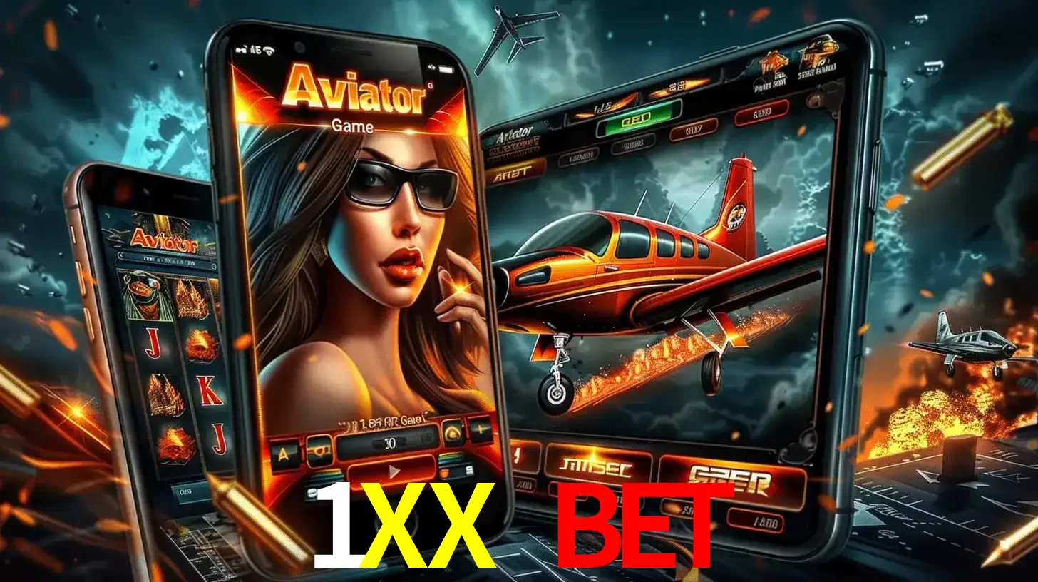 O popular jogo de apostas Aviator exibido em vários celulares e tablets, mostrando a interface emocionante e a ação de voo disponíveis para jogar agora no 1XX BET.