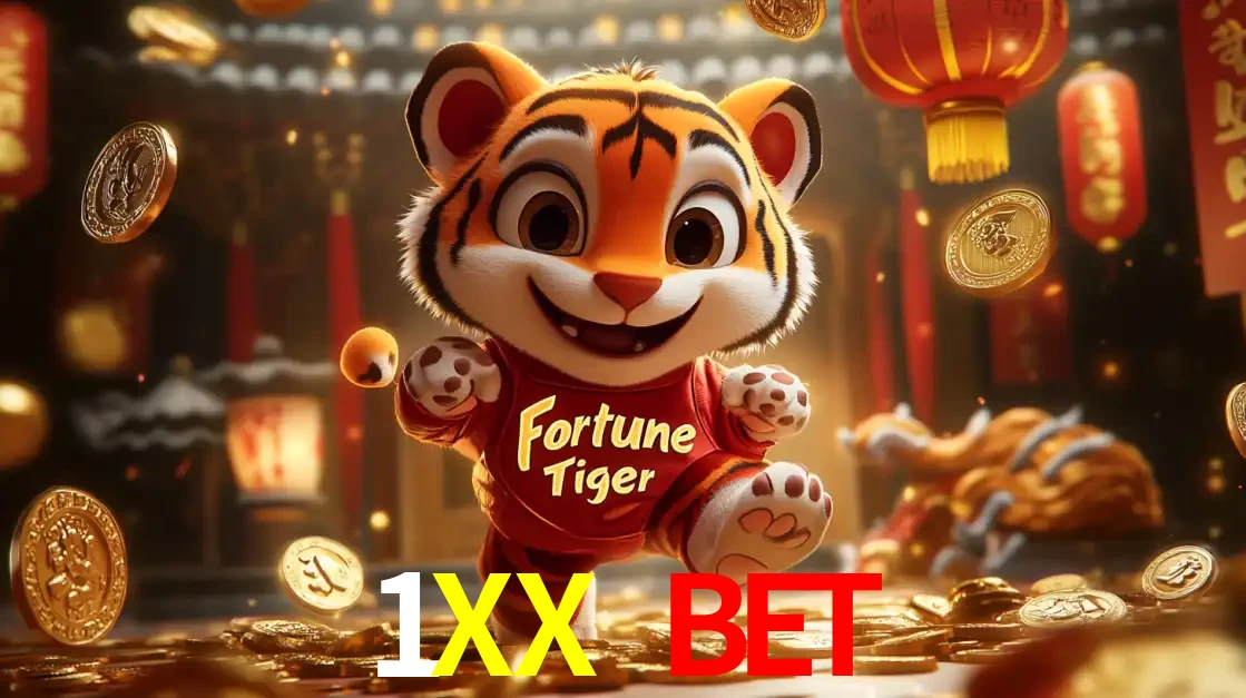 O alegre personagem do Fortune Tiger correndo sobre um caminho de moedas de ouro, simbolizando os grandes prêmios e a diversão do popular jogo de slot do 1XX BET.